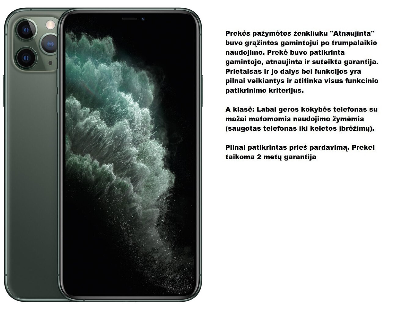 Apple iPhone 11 Pro Max (Uuendatud), 256 GB, Green цена и информация | Telefonid | hansapost.ee