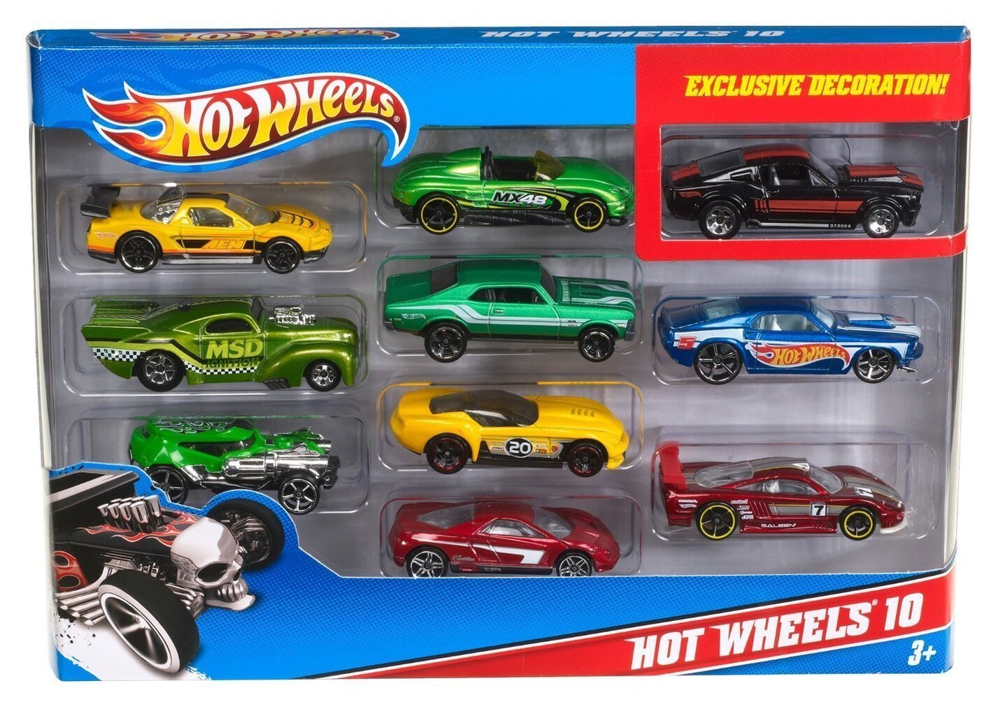 Mudelautode komplekt Hot Wheels, 10 tk., 54886 цена и информация | Mänguasjad poistele | hansapost.ee