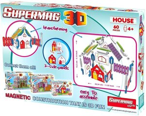 Магнитный конструктор Supermag 3D Домик 0616, 60 д. цена и информация | Конструкторы и кубики | hansapost.ee