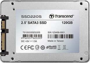 Transcend SSD 220S 120GB SATAIII TS120GSSD220S цена и информация | Внутренние жёсткие диски (HDD, SSD, Hybrid) | hansapost.ee