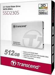 Transcend 230S 512GB SATA3 (TS512GSSD230S) цена и информация | Внутренние жёсткие диски (HDD, SSD, Hybrid) | hansapost.ee