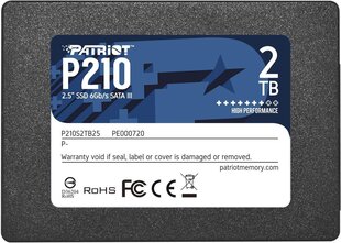 Внутренний жесткий диск Patriot P210 SSD 2TB цена и информация | Внутренние жёсткие диски (HDD, SSD, Hybrid) | hansapost.ee