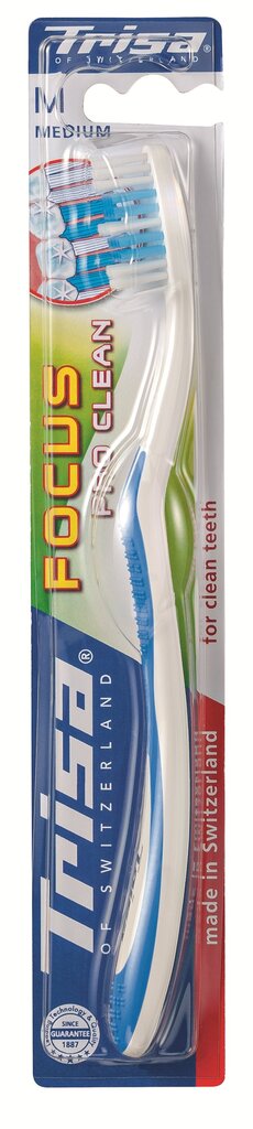 Keskmise kõvadusega hambahari, Trisa Focus Pro Clean, 1 tk цена и информация | Hambaharjad, hampapastad ja suuloputusvedelikud | hansapost.ee