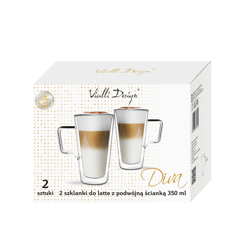 Vialli Design latteklaasid topeltklaasist seintega Diva, 350 ml, 2 tk. hind ja info | Klaasid, kruusid ja kannud | hansapost.ee