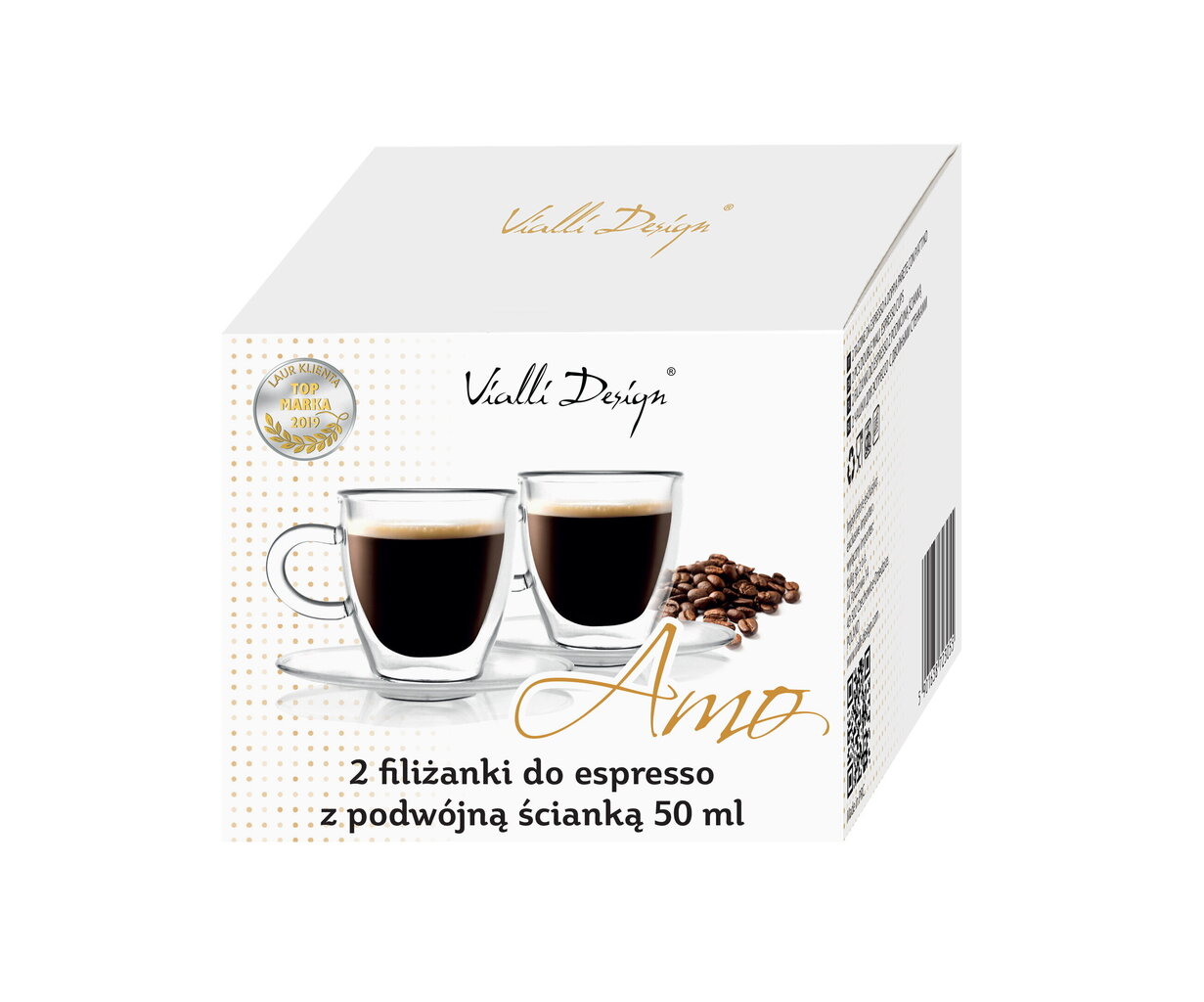 Vialli Design espressotassid topeltklaasist seintega koos taldrikutega Amo, 50 ml, 2 tk. цена и информация | Klaasid, kruusid ja kannud | hansapost.ee