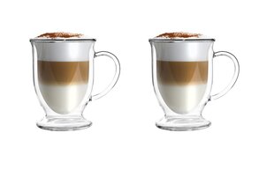 Vialli Design lattetassid topeltklaasist seintega Amo, 250 ml, 2 tk цена и информация | Стаканы, фужеры, кувшины | hansapost.ee