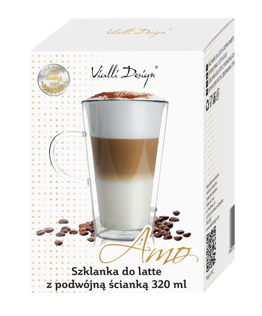 Vialli Design lattetass topeltklaasist seinaga Amo, 320 ml hind ja info | Klaasid, kruusid ja kannud | hansapost.ee