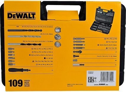 Puur- ja pöördotsikute komplekt DeWalt DT0109-QZ, 109 tk цена и информация | Käsitööriistad | hansapost.ee