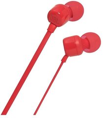 JBL T110 peakomplektid mikrofoniga / 3,5 mm / punane (EU blister) hind ja info | Kõrvaklapid | hansapost.ee