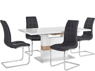 Комплект мебели для столовой Notio Living Pavlos 160/Lola, черный/белый цена и информация | Комплекты мебели для столовой | hansapost.ee
