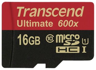 Карта памяти Transcend microSDHC 16GB + SD адаптер цена и информация | Карты памяти | hansapost.ee