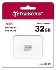 Transcend MicroSDHC UHS-1 32GB TS32GUSD300S hind ja info | Mälukaardid mobiiltelefonidele | hansapost.ee