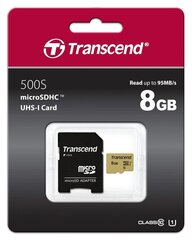 TRANSCEND GOLD 500S MICROSD W/ADP (V30) R95/W60 8GB price and information | Memory cards for mobile phones | hansapost.ee