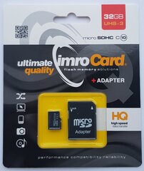 Imro MicroSD10, 32 GB hind ja info | Mälukaardid mobiiltelefonidele | hansapost.ee