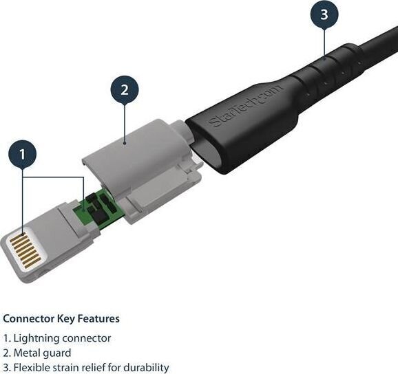 STARTECH 2m USB to Lightning Cable black hind ja info | Mobiiltelefonide kaablid | hansapost.ee