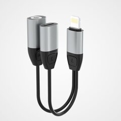 Dudao Adapter from Lightning to Lightning + 3,5 мм mini jack (headphones and charging) port gray (L17i+ gray) цена и информация | Кабели для телефонов | hansapost.ee