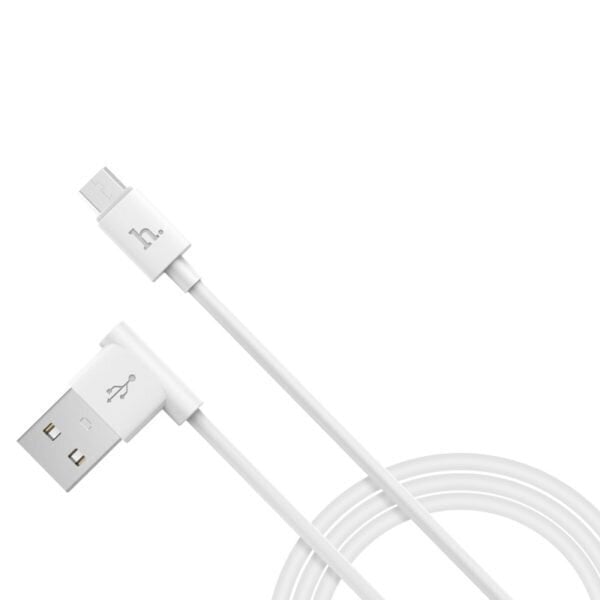 Kaabel USB -> Micro USB Hoco UPM10 L kuju 1.2 m, Laadimisjuhe USB 2.0 Micro usb, valge hind ja info | Mobiiltelefonide kaablid | hansapost.ee