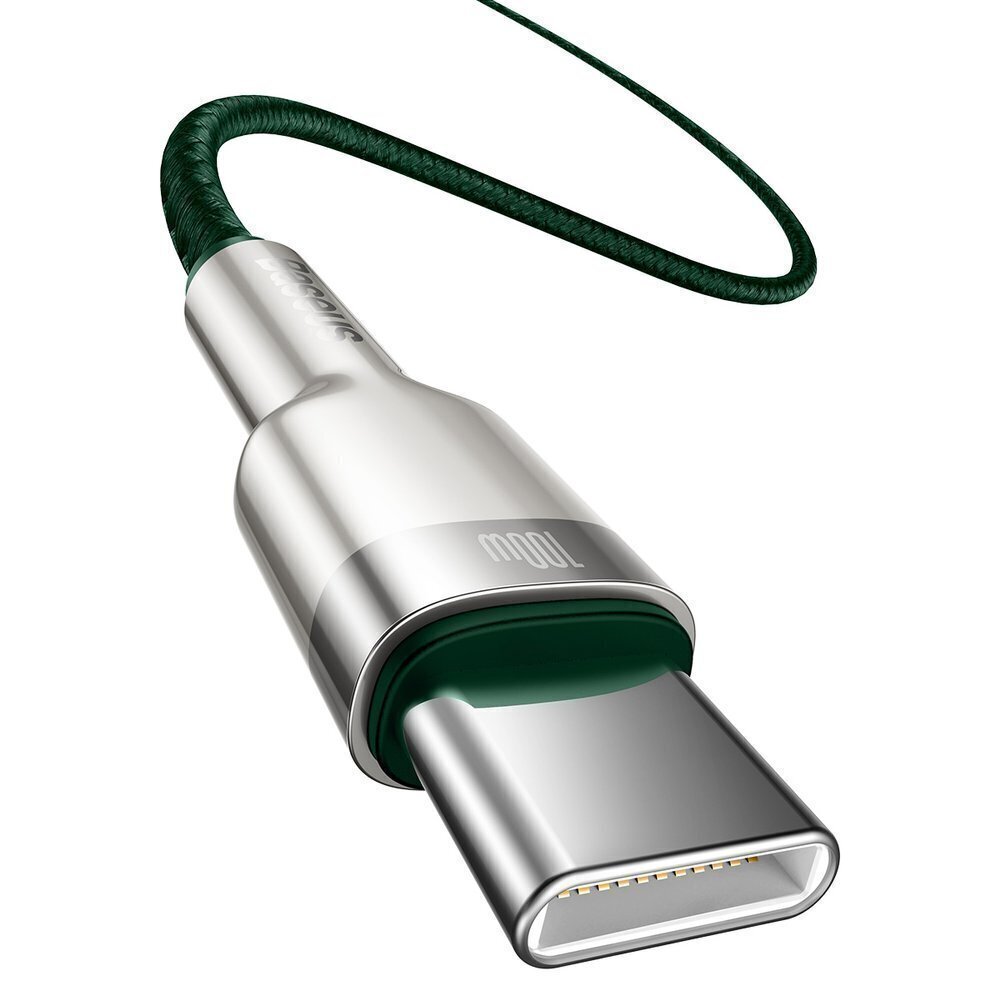 Baseus Cafule Series Metal Data USB Type C - USB Typ C Cable Power Delivery 100 W (20 V / 5 A) 1 m green (CATJK-C06) hind ja info | Mobiiltelefonide kaablid | hansapost.ee