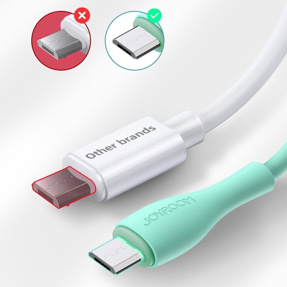 Joyroom USB - micro USB cable 2,4 A 1 m white (S-1030M8) hind ja info | Mobiiltelefonide kaablid | hansapost.ee