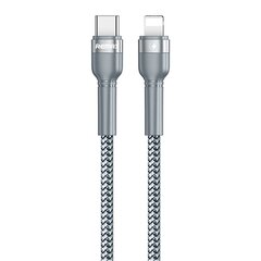 Kaabel Remax Jany Series Cable Nylon Braided, USB Typ C - Lightning, hõbedane, 1 m hind ja info | Mobiiltelefonide kaablid | hansapost.ee