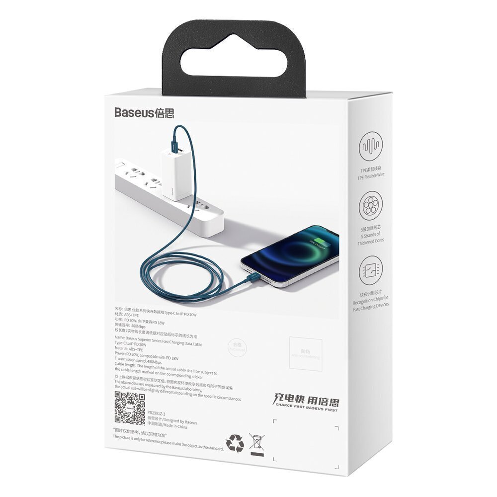 Baseus BSU2662BLU, USB Typ C / Lightning цена и информация | Mobiiltelefonide kaablid | hansapost.ee