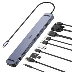 Choetech docking station multifunctional adapter HUB USB Typ C 11in1 100W PD gray (HUB-M20) hind ja info | Mobiiltelefonide kaablid | hansapost.ee