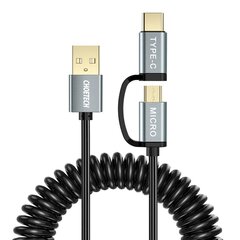 Choetech 2in1 USB - USB Type C / micro USB charging data cable 1,2m black (XAC-0012-101BK) hind ja info | Mobiiltelefonide kaablid | hansapost.ee