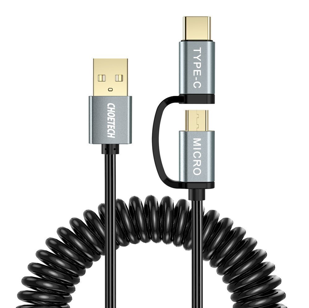 Choetech 2in1 USB - USB Type C / micro USB charging data cable 1,2m black (XAC-0012-101BK) цена и информация | Mobiiltelefonide kaablid | hansapost.ee