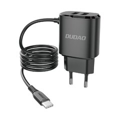 Бытовое зарядное устройство Dudao 2x USB, USB - Type C 12 Вт кабель черный (A2ProT черный) цена и информация | Зарядные устройства для телефонов | hansapost.ee