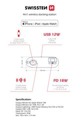 Беспроводная зарядная док-станция Swistten 4in1 MFI Wireless Docking Station 45 Вт / для Apple iPhone / Apple Watch / iPod цена и информация | Зарядные устройства для телефонов | hansapost.ee