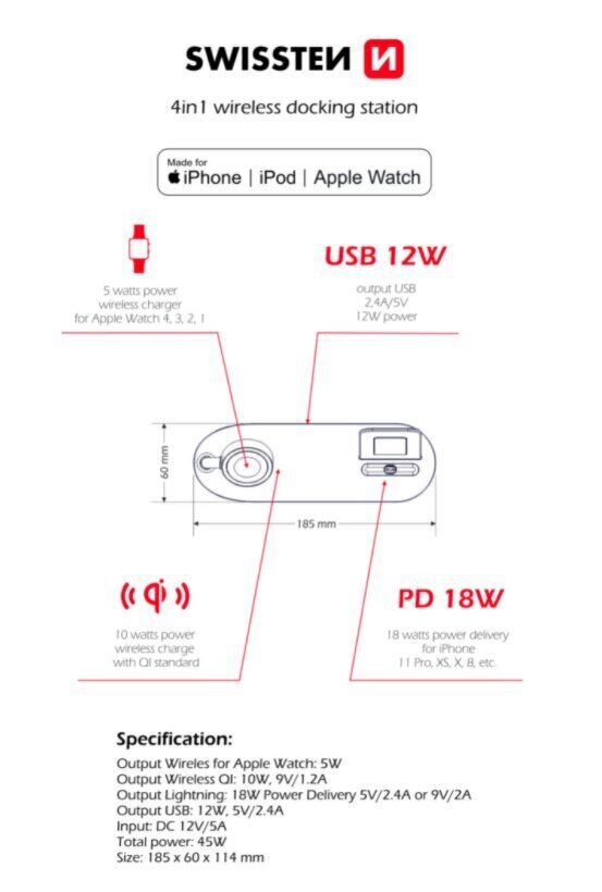 Swistten 4in1 MFI цена и информация | Laadijad mobiiltelefonidele | hansapost.ee