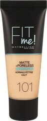 Maybelline Fit Me Matte&Poreless 101 True Ivory, 30 мл цена и информация | Пудры, базы под макияж | hansapost.ee