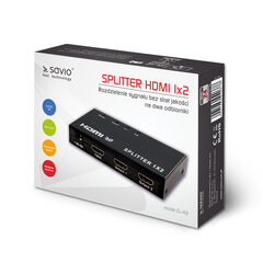 SAVIO HDMI хаб, 1 вход, 2 выхода CL-42, Черный цена и информация | Адаптеры и USB-hub | hansapost.ee