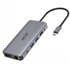 ACER 12-IN-1 TYPE-C DONGLE -> 2XUSB3.2, 2XUSB2.0, 2XHDMI, 1XDISPLAYPORT, TYPE C POWERDELIVERY, SD CARD READER, TF CARD READER, 1 цена и информация | Адаптеры и USB-hub | hansapost.ee