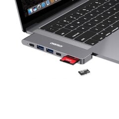Многофункциональная док-станция Choetech HUB для Apple MacBook Pro USB Typ C 7in2 100W Thunderbolt 3, серый (HUB-M14) цена и информация | Адаптеры, USB-разветвители | hansapost.ee