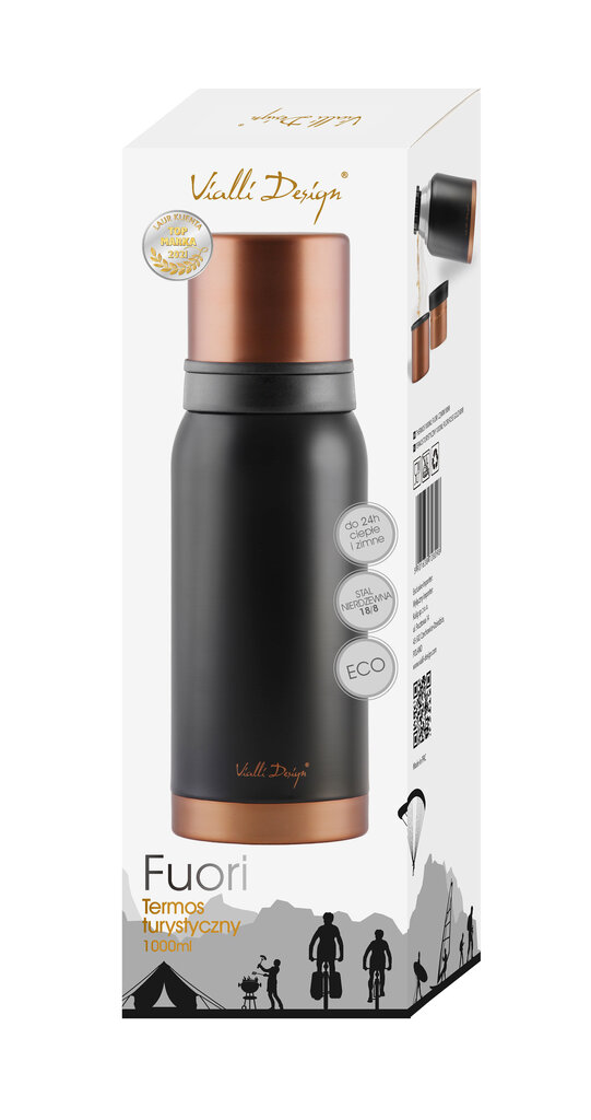 Vialli Design termos Fuori, 1 l, must/kuldne hind ja info | Termosed ja termokruusid | hansapost.ee