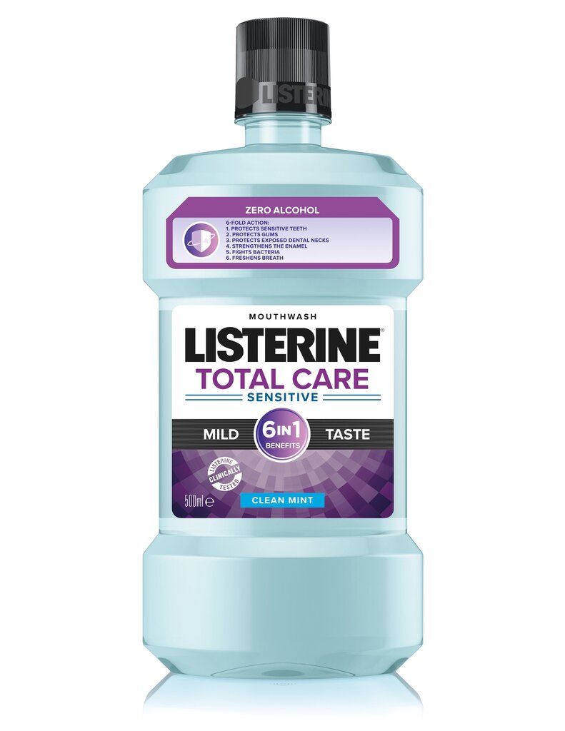 Suuvesi Listerine Total Care Sensitive, 500 ml цена и информация | Hambaharjad, hampapastad ja suuloputusvedelikud | hansapost.ee