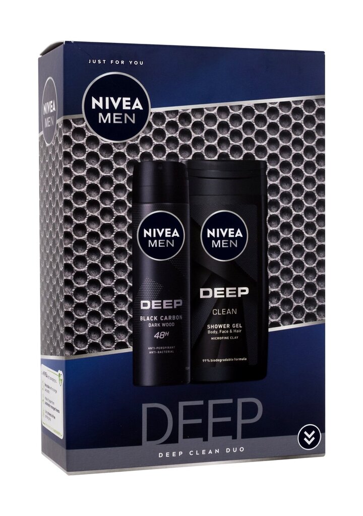 Komplekt Nivea Men Deep: dušigeel, 250 ml + deodorant, 150 ml цена и информация | Dušigeelid, õlid | hansapost.ee