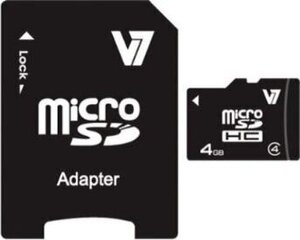 V7 MicroSDHC 4 GB (+ SD-adapter) hind ja info | Mälukaardid mobiiltelefonidele | hansapost.ee