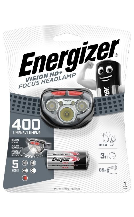 ENERGIZER VISION HD FOCUS LED esilatern 400lm + 3xAAA Energizer MAX patareid, 5 režiimid hind ja info | Taskulambid, pealambid ja prožektorid | hansapost.ee