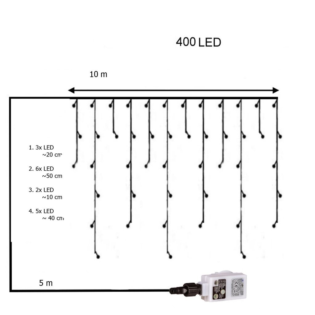 Kardin 400 LED koos puldiga ja dimmeriga "Premium Intelligence", soe/külm valge hind ja info | Jõulutuled | hansapost.ee