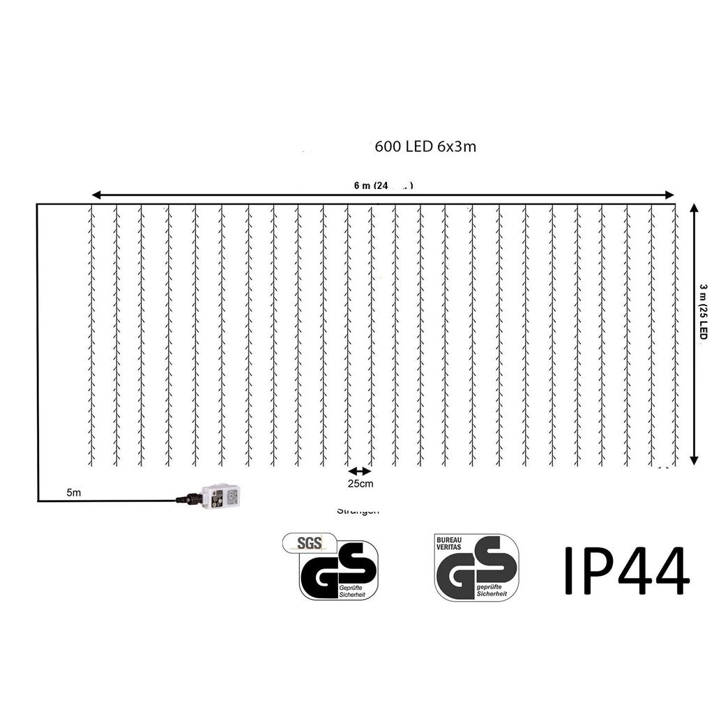 Kardin 600 LED 6x3 m koos puldiga ja dimmeriga "Premium Intelligence", külm valge hind ja info | Jõulutuled | hansapost.ee