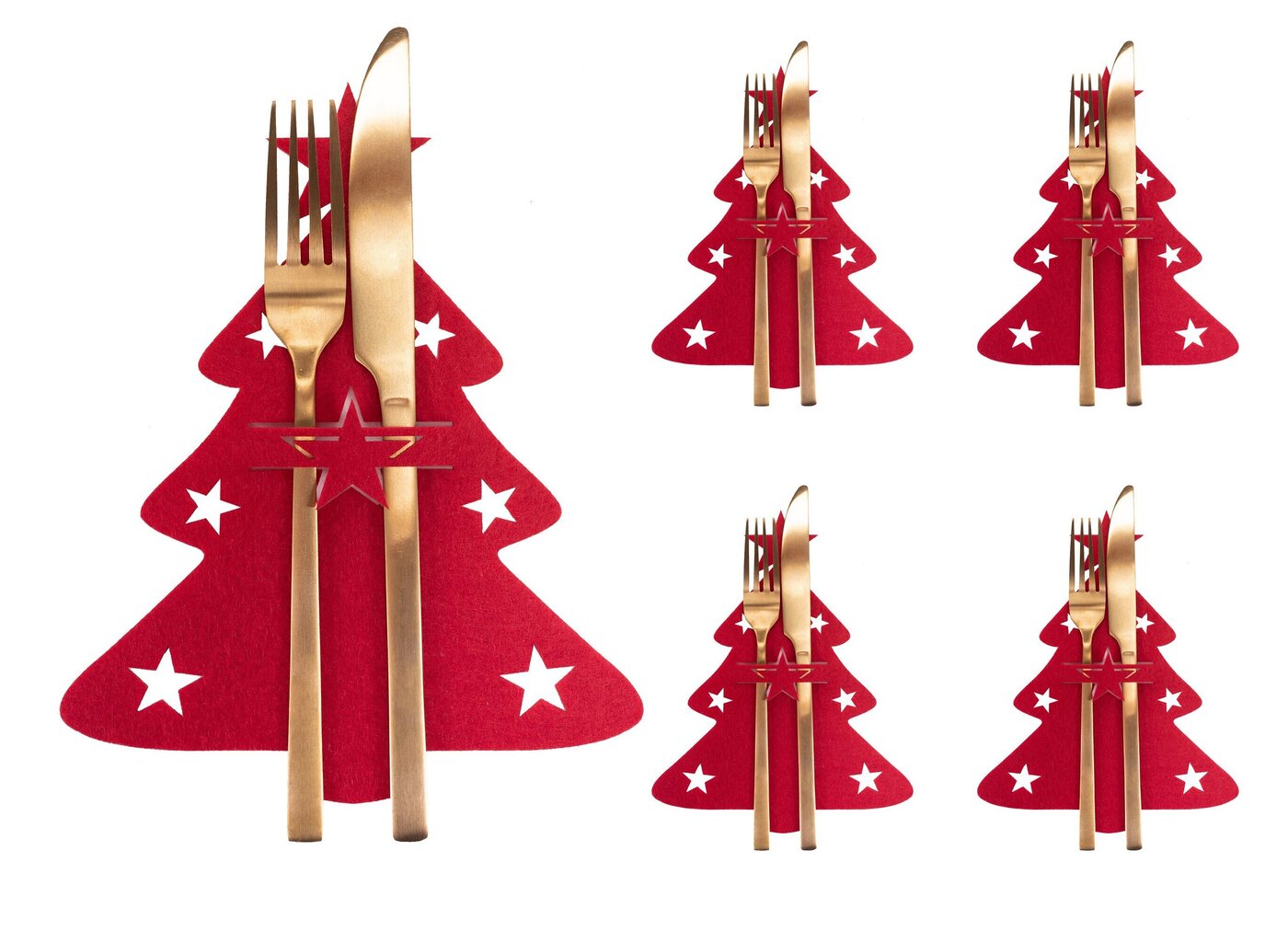 Jõuluteemaline söögiriistade tasku "jõulupuu", 4 tk, punane цена и информация | Jõulukaunistused | hansapost.ee
