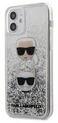 Чехол для телефона Karl Lagerfeld KLHCP12SKCGLSL Liquid Glitter 2 Heads для Apple iPhone 12 Mini, серебристый цена и информация | Чехлы для телефонов | hansapost.ee