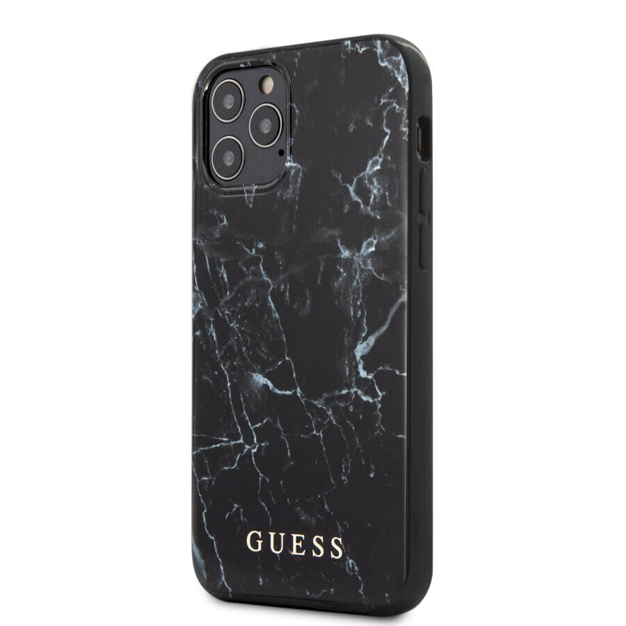 Telefoniümbris Guess GUHCP12MPCUMABK Marble Apple iPhone 12 / 12 Pro, must hind ja info | Telefonide kaitsekaaned ja -ümbrised | hansapost.ee