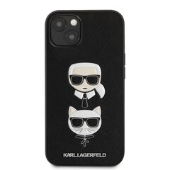 KLHCP13MSAKICKCBK Karl Lagerfeld PU Saffiano Karl and Choupette Heads Case for iPhone 13 Black hind ja info | Telefonide kaitsekaaned ja -ümbrised | hansapost.ee