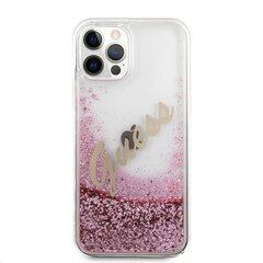 Ümbris Guess Vintage Cover Pink, telefonile Apple iPhone 12/12 Pro Liquid Glitter, roosa hind ja info | Telefonide kaitsekaaned ja -ümbrised | hansapost.ee