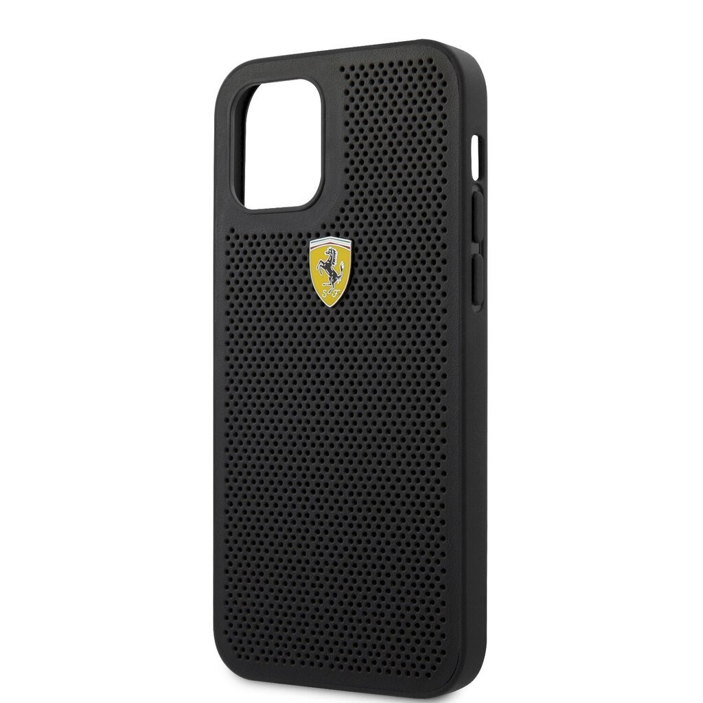 FESPEHCP12MBK Ferrari On Track Perforated Cover for iPhone 12/12 Pro 6.1 Black hind ja info | Telefonide kaitsekaaned ja -ümbrised | hansapost.ee