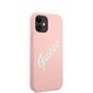 GUHCP12SLSVSPG Guess Silicone Vintage Green Script Cover for iPhone 12 mini 5.4 Pink hind ja info | Telefonide kaitsekaaned ja -ümbrised | hansapost.ee