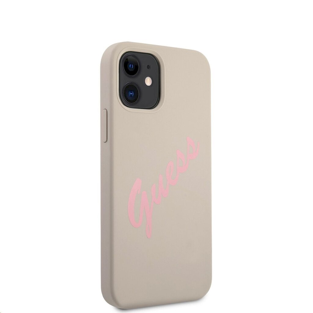 GUHCP12SLSVSGP Guess Silicone Vintage Pink Script Cover for iPhone 12 mini 5.4 Grey цена и информация | Telefonide kaitsekaaned ja -ümbrised | hansapost.ee